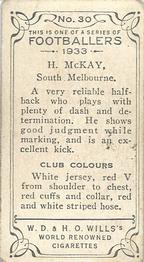 1933 Wills's Victorian Footballers (Small) #30 Hec McKay Back